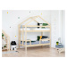 Benlemi Drevená poschodová posteľ KILI v tvare domčeka Zvoľte farbu: Transparentná vosková lazur