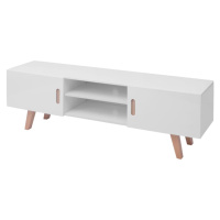 vidaXL Stolík pod TV, MDF 150x35x48,5 cm, vysoký lesk, biely