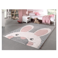 Detský koberec Diamond Kids 120x170 cm, šedý motív zajačik%