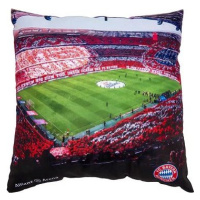 FotbalFans Vankúšik FC Bayern Mnichov, dizajn Allianz Aréna, znak klubu, 40 × 40 cm