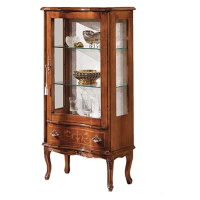 Estila Luxusná klasická nízka vitrína Clasica z masívu s tromi poličkami a zásuvkou s rustikálny