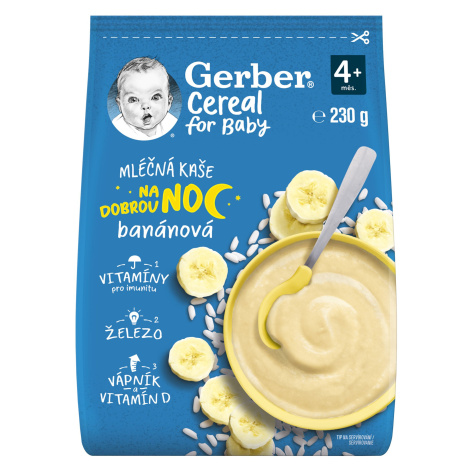 GERBER Cereálno-mliečna kaša na Dobrú noc, banán 230 g