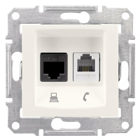 Zásuvka tel/dát. RJ11/RJ45 Cat.6 UTP (SS/IDC) krémová Sedna (Schneider)