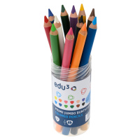 EDU3 Prime Jumbo trojhranné pastelky P12, tuha 6,25 mm, 12 farieb v guľatej plastovej dóze