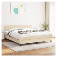 vidaXL Posteľný rám boxspring s matracom krémový 160x200 cm látka