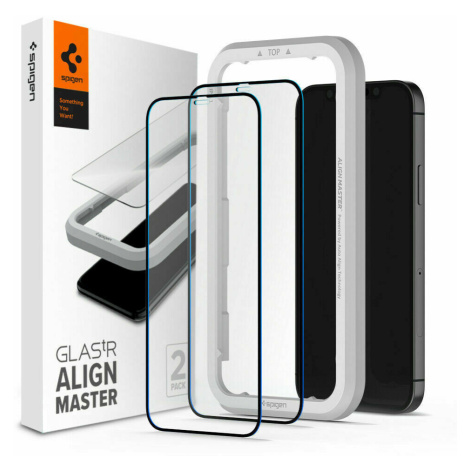 Tvrdené sklo na Apple iPhone 12/12 Pro Spigen Glass AlignMaster Duo Pack čierne