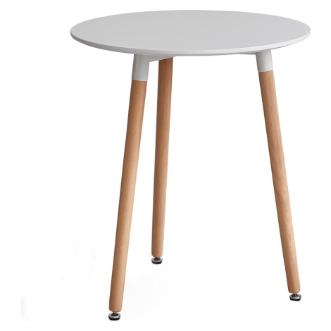 Jedálenský stôl, biela/buk, priemer 60 cm, ELCAN Tempo Kondela