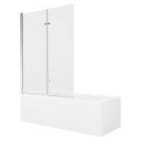MEXEN/S - Cubik obdĺžniková vaňa 160 x 70 cm s panelom + vaňová zástena 120 cm, transparent, chr