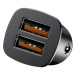 Baseus Square Metal duálny adaptér do automobilu USB 30W QC3.0 SCP AFC, čierna