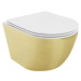 MEXEN - Lena Závesná WC misa vrátane sedátka s slow-slim, duroplast, biela/zlatá vzor línia 3022