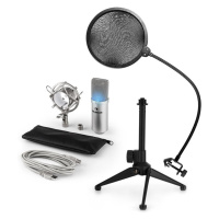 Auna MIC-900S-LED V2, trojdielna USB mikrofónová sada, kondenzátorový mikrofón + pop-filter + st