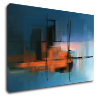 Impresi Obraz Abstrakt modrý s oranžovým detailom - 60 x 40 cm