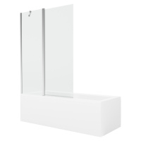 MEXEN/S - Cubik obdĺžniková vaňa 160 x 70 cm s panelom + vaňová zástena 120 cm, transparent, chr