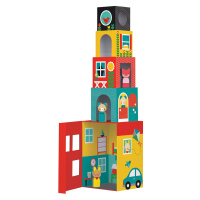 Petit Collage Veža z 1-2-3 kociek domčeky s postavičkami