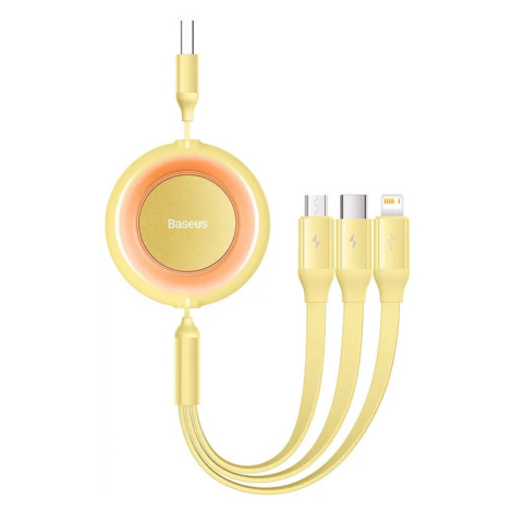 Kábel Baseus Bright Mirror 2, USB 3-in-1 cable for micro USB / USB-C / Lightning 3.5A 1.1m (Yell