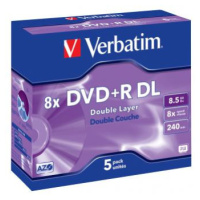 Verbatim DVD+R DL, Double Layer Matt Silver, 43541, 8.5GB, 8x, jewel box, 5-pack, bez možnosti p