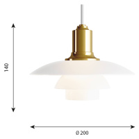 Louis Poulsen PH 2/1 sklenená závesná lampa mosadz