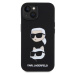 Karl Lagerfeld Liquid Silicone Karl and Choupette Heads Zadný Kryt pre iPhone 15 Black