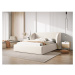 Béžová čalúnená dvojlôžková posteľ s úložným priestorom s roštom 160x200 cm Miley – Micadoni Hom