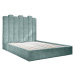 Tyrkysovomodrá čalúnená dvojlôžková posteľ s úložným priestorom s roštom 180x200 cm Dreamy Auror