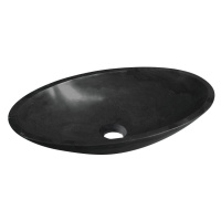 BLOK kamenné umývadlo na dosku, 60x35 cm, matná čierna Marquin 2401-40