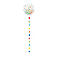 Balón jumbo latexový transparentný s farebným chvostom ALBI