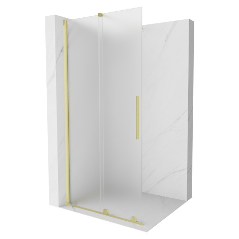 MEXEN/S - Velar Sprchová zástena posuvná Walk-in 110 x 200, dekor 8 mm, zlato kefovaná 871-110-0