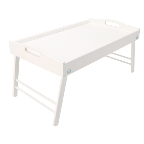Drevený servírovací stolík do postele 50x30 cm biely