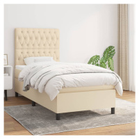 vidaXL Posteľný rám boxspring s matracom krémový 90x190 cm látka