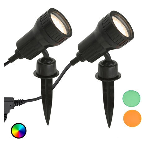 Sada 2 - LED svetelný bodec Terra s farebnými filtrami Briloner