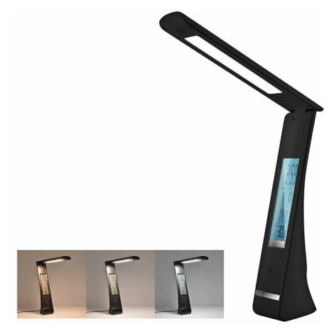 Solight LED stolní lampička nabíjačka, 5W, displej, zmena chromatičnosti, USB, černá