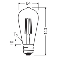 OSRAM LED žiarovka Edison E27 5W Filament 2 700K