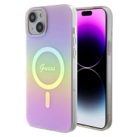 Guess IML Iridescent Script MagSafe Zadný Kryt pre iPhone 15 Pink