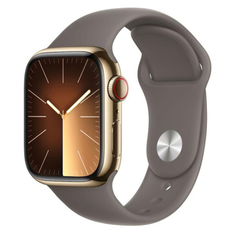 APPLE WATCH SERIES 9 GPS + CELLULAR 45MM GOLD STAINLESS STEEL CASE WITH CLAY SPORTBAND-M/L,MRMT3