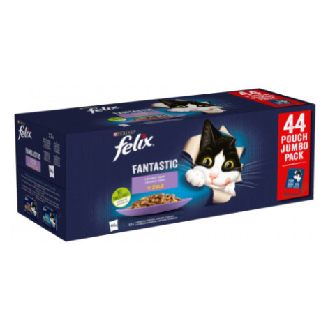 FELIX Fantastic cat Multipack hovädzie&kura&losos&tuniak želé kapsička pre mačky 44x85g