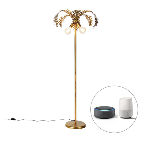 Inteligentná stojaca lampa zlatá 2-svetlá vrátane Wifi G95 - Botanica QAZQA