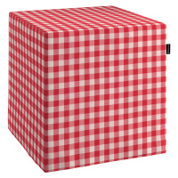 Dekoria Taburetka tvrdá, kocka, červeno-biele káro, 40 x 40 x 40 cm, Quadro, 136-16
