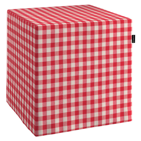 Dekoria Taburetka tvrdá, kocka, červeno-biele káro, 40 x 40 x 40 cm, Quadro, 136-16