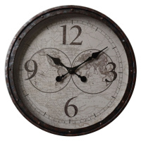 Estila Rustikálne dizajnové nástenné hodiny Nomad s čiernym rámom 50cm