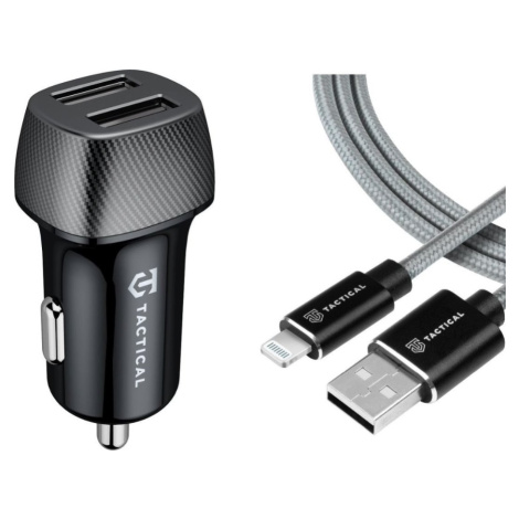 Tactical Field Plug Dual 24W + Tactical Fast Rope Aramid Cable USB-A/Lightning MFi 0.3m Grey