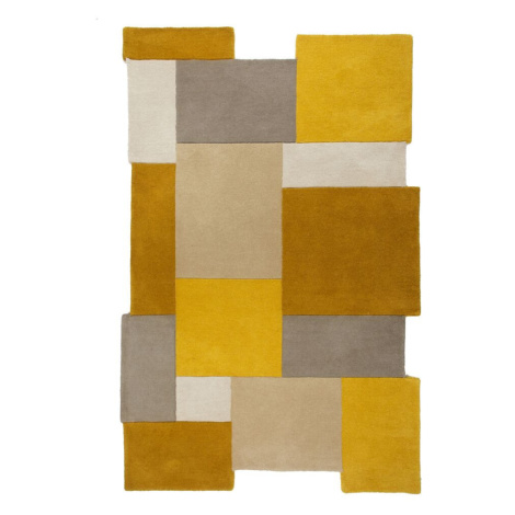 Ručne všívaný kusový koberec Abstract Collage Ochre / Natural Rozmery koberca: 200x290 Flair Rugs