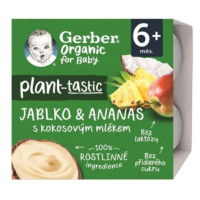 GERBER Organic rastlinný dezert jablko a ananás s kokosovým mliekom od ukonč. 6. mesiaca 4x90 g