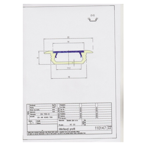 Profil LED Al, 22x6mm XC22 dodávaný bez krytu (13)