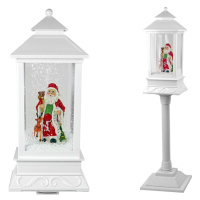 mamido Vianočné dekorácie lampáš lampa s Santa Claus biele vianočné koledy svetla