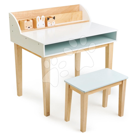 Drevený stôl so stoličkou Desk and Chair Tender Leaf Toys s úložným priestorom a 3 odkladacie ná
