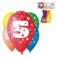 Balóny 30 cm s číslom 5 - 5 ks