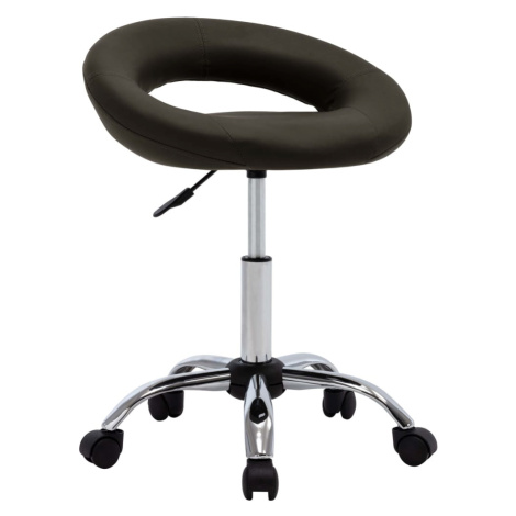 vidaXL Pracovná stolička na kolieskach, hnedá, umelá koža