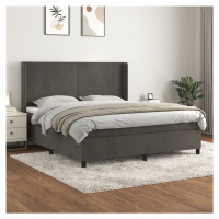 vidaXL Posteľný rám boxspring s matracom tmavosivý 160x200 cm zamat