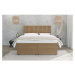 Okrovožltá čalúnená dvojlôžková posteľ s úložným priestorom 140x200 cm Flip – Ropez