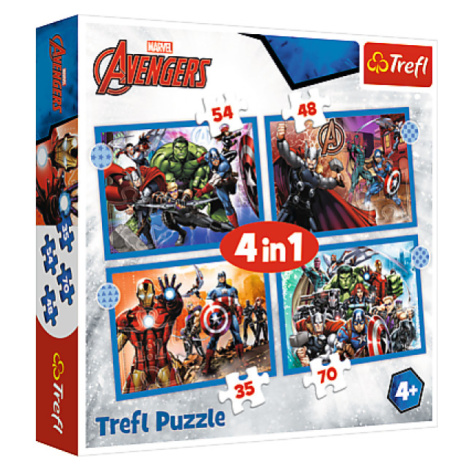 Trefl Puzzle 4v1 - Odvážni Avengeri / Disney Marvel The Avengers